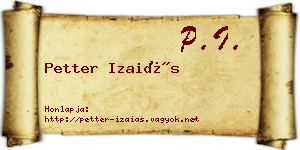Petter Izaiás névjegykártya